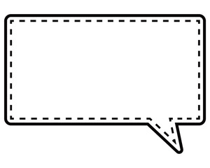 シンプルな白黒の点線付き吹き出し　四角形の右向き03