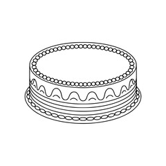 Outline Cake Illustration - Minimalist, Celebration Design