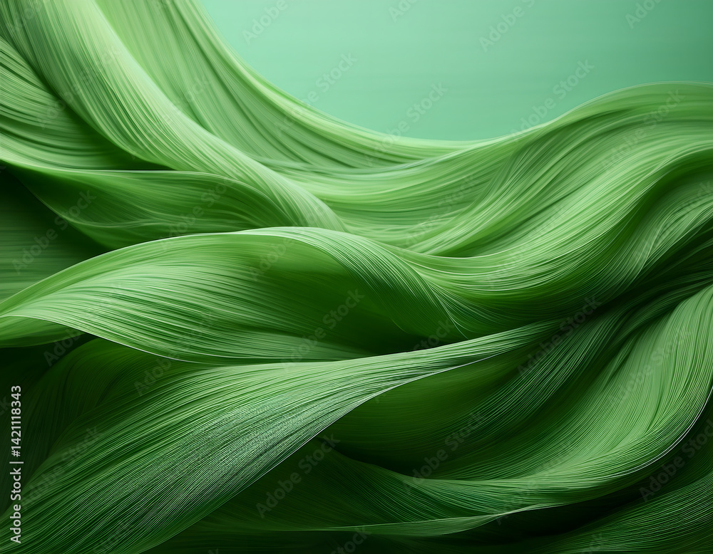 Poster Flowing green lines create an abstract natural texture