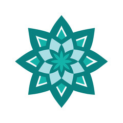 Teal Star Mandala Pattern Islamic Art on White