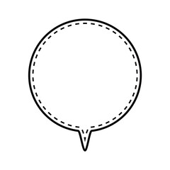 シンプルな白黒の点線付き吹き出し　丸形の下向き