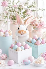 Easter Bunny, Eggs, Flowers