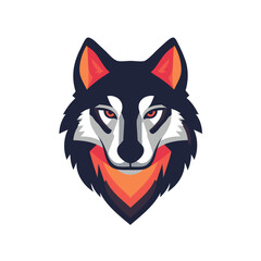 Intense Wolf Head Mascot with Fiery Accents for Gaming, Sports Teams, or Bold Branding