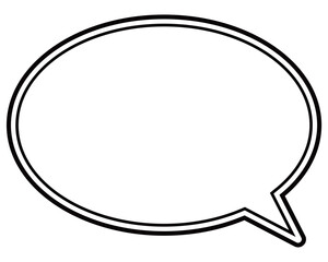 シンプルな白黒の二重線吹き出し　丸形の右向き03