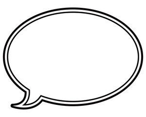 シンプルな白黒の二重線吹き出し　丸形の左向き01
