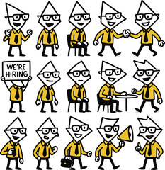 Naklejka premium recruitment stick figure vect...