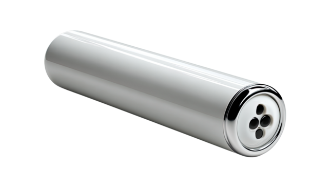 Sleek Cylindrical Design: A close-up of a contemporary cylindrical design with a smooth silver finish, capturing the minimalist aesthetic and geometric appeal of modern design.