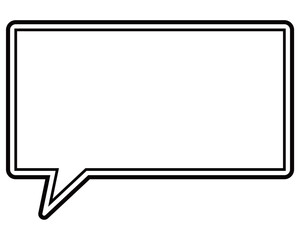 シンプルな白黒の二重線吹き出し　四角形の左向き03