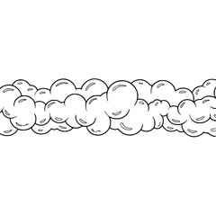 Cartoon Clouds Border, Black and White Outline