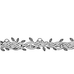 Minimalist Vine and Leaf Border: Black and White Vector Design