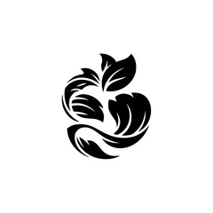 Minimalist Black Leaf Logo Design, Floral Emblem on White