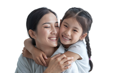 Mother's Day, Mother Holding Child with Love and Care isolated on transparent background