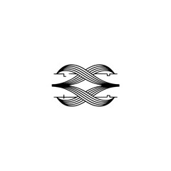 Abstract Intertwined Lines Logo, Minimalist Design, Vector Graphic