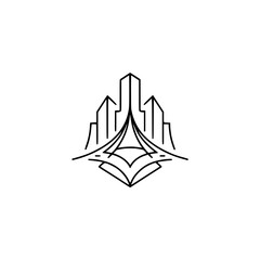 Geometric Cityscape Logo - Minimalist Black & White Design