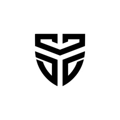 Minimalist Shield Logo: Geometric Design, Black & White, Corporate Identity