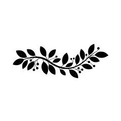 Elegant Black Leafy Branch Vector, Minimalist Floral Design