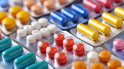 Assorted pills and capsules in blister packs (7)