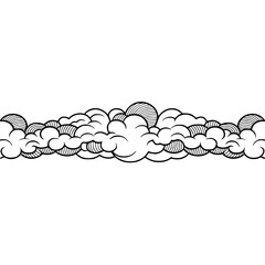 Hand-Drawn Cloudscape Border Element on Light Gray Background