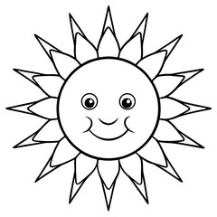 sun line art vector illustration cartoon character