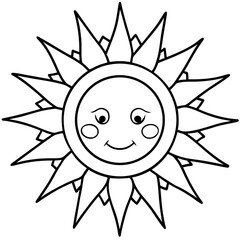 sun line art vector illustration cartoon character
