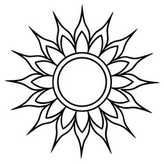 sun line art vector illustration cartoon character