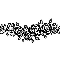 Elegant Black Rose Border on Beige Background