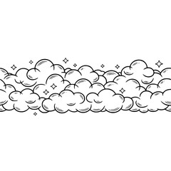 Whimsical Cloud Border with Stars - Comic Style Illustration