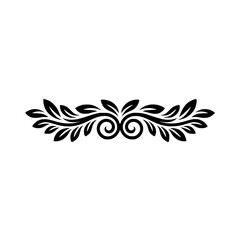 Elegant Black Floral Divider: Decorative Leafy Design on White