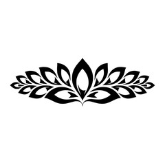Decorative Floral Ornament, Black and White Vector Graphic