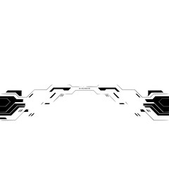 Futuristic Tech Abstract - Geometric Border Design, Digital Grey Background