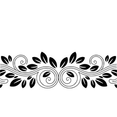 Elegant Floral Border Vector Design, Leafy Swirls on Cream Background