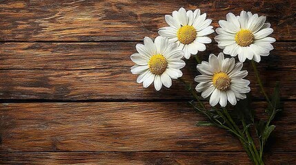 Obraz premium A bunch of white daisies sitting on top of a wooden table