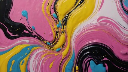 Abstract colorful design featuring swirling blue waves and liquid textures creates a vibrant art wallpaper