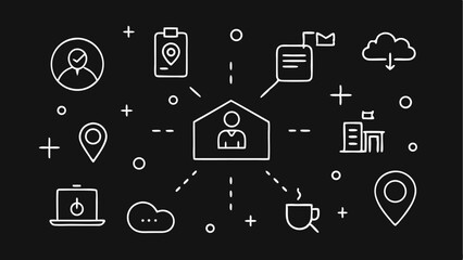 Working from home vector icon pack in an editable line style ideal for presentations about remote work telecommuting tools online meetings and digital collaboration