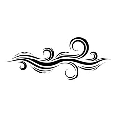 Elegant Black Swirls on White: Decorative Design Element