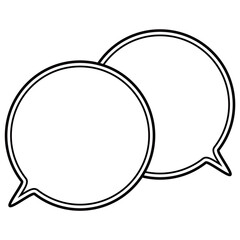 シンプルな白黒の二重線吹き出し　重なる会話　左下