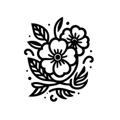 Minimalist Floral Illustration, Black & White Vector Design, Ornamental