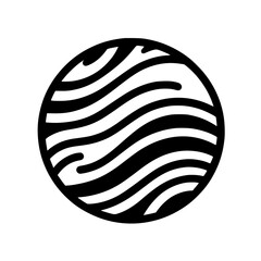 Abstract Black and White Wave Pattern Circle, Minimalist Design