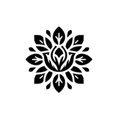 Black and White Floral Mandala Vector Illustration, Elegant Design Element
