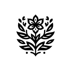 Minimalist Floral Design: Black & White Botanical Ornament