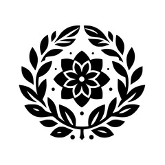 Elegant Black Floral Wreath Vector Illustration, Minimalist Design