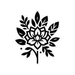 Black and White Floral Design: Elegant Symmetry and Minimalism