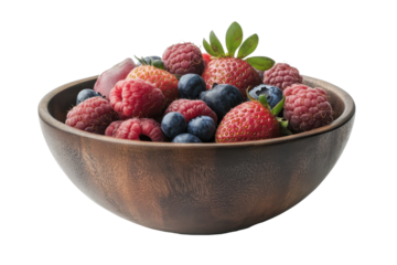 Fresh mix berries inside wooden bowl bring a burst of color and flavor to your table
