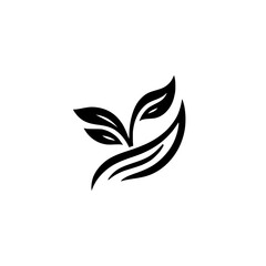 Minimalist Black Leaf Logo on White Background