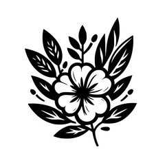 Monochromatic Floral Illustration, Simple Black and White Design