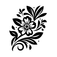 Elegant Floral Vector Illustration: Black and White Design Element