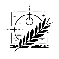 Minimalist Olive Branch Icon in Geometric Frame © MatandSterre