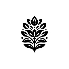 Elegant Floral Emblem: Black & White Botanical Design for Branding