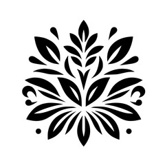 Black & White Floral Mandala Illustration, Decorative Vector Design