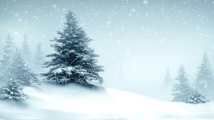 Obraz premium A snowy landscape with trees in the middle of it